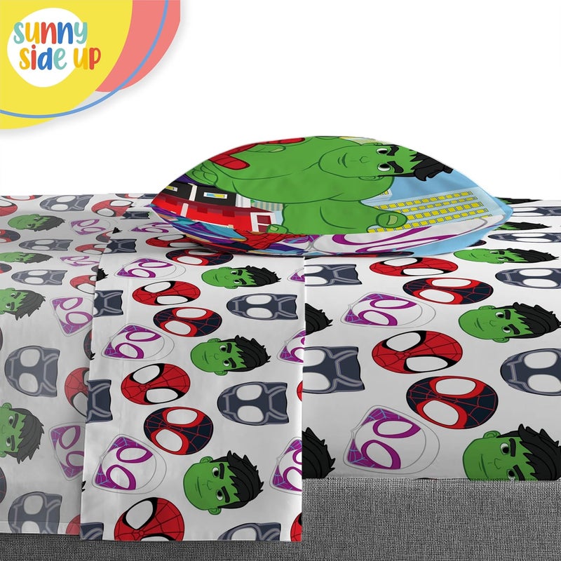 Sunny Side Up Marvel Spidey & His Amazing Friends Toddler Comforter Set - 4 Piece Preschool Bedding Includes Comforter, Sheets & Pillow Cover – Super Soft Superheroes Microfiber Bed Set - Image 5